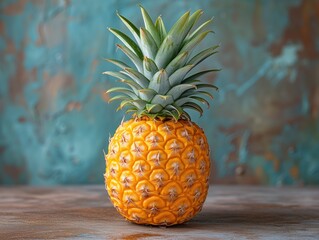 one ripe pineapple closeup