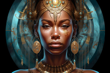Portrait of an ancient Egyptian queen, Pharaoh. A powerful woman.