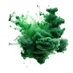 A green smoke explosion isolated on transparent png.	