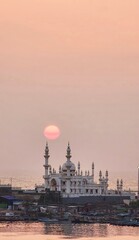 A mosques along the beach and a divine sunset