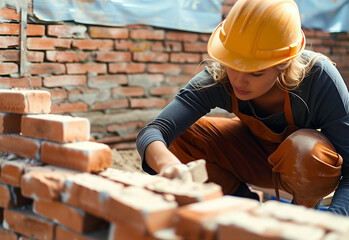 Bricklayers working in the building trade