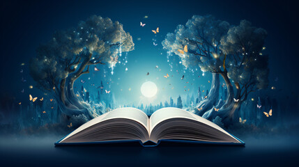 Open book. Web banner with copy space.