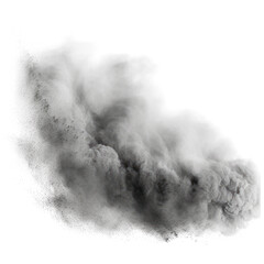 Abstract flying dust and debris, dirt cloud explode smoke cloud, a soft dust explode cloudy on transparent png.	