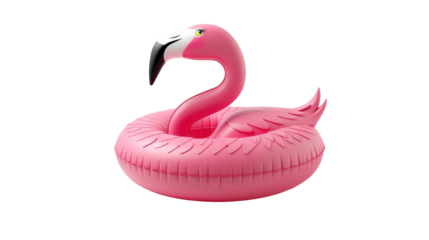 Summer Swimming Pool Inflantable Rubber Pink Flamingo Toy on transparent background