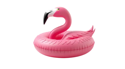 Foto op Canvas Summer Swimming Pool Inflantable Rubber Pink Flamingo Toy on transparent background © YauheniyaA
