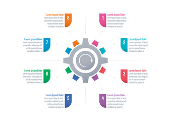 wheel infographic template. Infographic template for business, science, education, industry, printing, technology world. eight steps information template