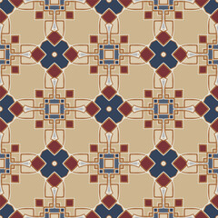 Trendy bright color seamless pattern in white beige red  blue for decoration, paper, tiles, textiles, carpet, pillows. Home decor, interior design, cloth design.