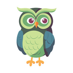 Cute owl of colorful set. Lively illustration of a funny owl burst with vibrant colors and character against a pristine white backdrop. Vector illustration.