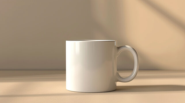 White Coffee Mug Mockup with Soft Shadows and Subtle Highlights