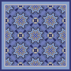 Bright color abstract geometric pattern in white blue violet, vector seamless