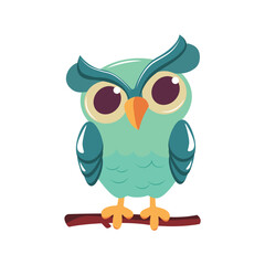 Cute owl of colorful set. This illustration of a funny owl in a colorful style pops against a clean white background, capturing attention with its playful charm. Vector illustration.