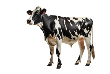 black and white swiss cow isolated on transparent or white background, png photo