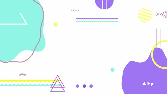 Footage background animation. memphis style. various and geometric colorful shape. 4K quality
