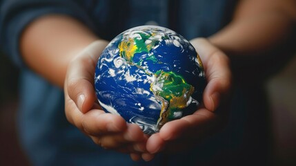 Embracing Our Earth. Globe Held in Hands, Symbolizing World Environment Day and Environmental Stewardship.