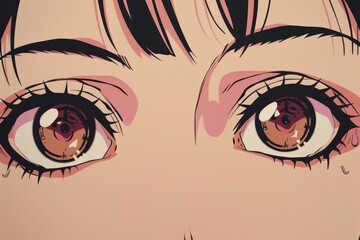 anime face with two cartoon eyes