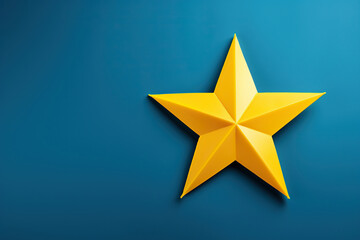 Obraz premium Yellow five-pointed star on a blue background. Generated by artificial intelligence