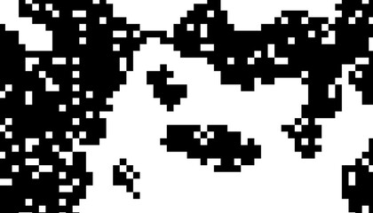 Abstract black pixelated overlay with a transparent background. Png overlay background