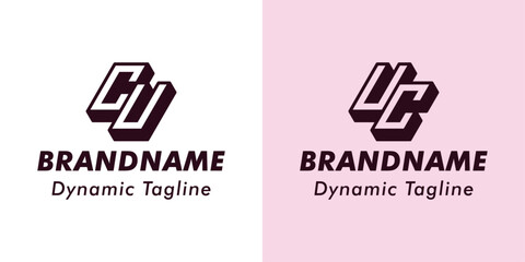 Letters CU and UC 3D Monogram Logo, Suitable for business with CU or UC initials