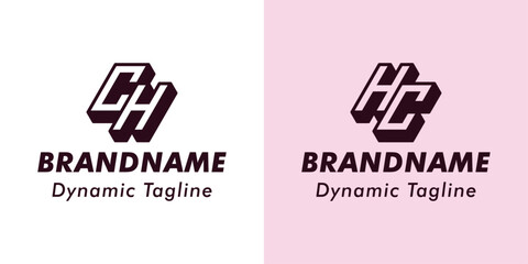 Letters CH and HC 3D Monogram Logo, Suitable for business with CH or HC initials