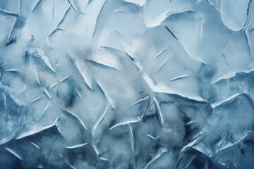 Obraz premium Processed collage of blue cold cracked ice surface texture. Background for banner, backdrop