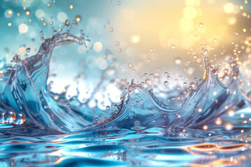 Abstract 3D waves on water surface background.