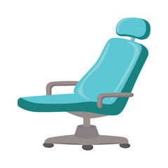 Medical equipment of colorful set. The dentist chair depicted in this illustration showcases a colorful and whimsically crafted design. Vector illustration.