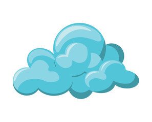 Blue cloud of colorful set. A whimsical cloud design is depicted in a colorful and engaging cartoon style, evoking a sense of joy and imagination against a white backdrop. Vector illustration.