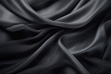 Obraz premium Processed collage of smooth elegant wavy deep black silk cloth fabric material texture. Background