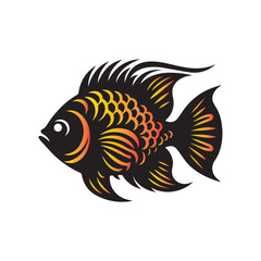 a colourful fish and sticker. and used for T-shirt design.fish, sea, vector,animal, water,