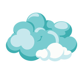 Blue cloud of colorful set. A colorful cloud takes center stage with its vibrant design, offering a whimsical and playful vibe against the simplicity of a white background. Vector illustration.