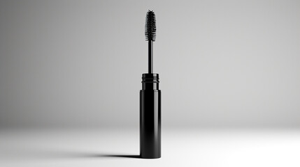 A blank mascara tube standing upright on a white background.