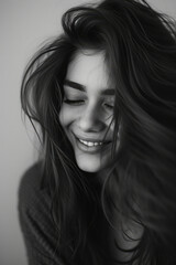 Fototapeta premium Enigmatic Joy: Shy Smiles Concealed in Monotone