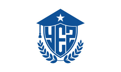 YE three letter iconic academic logo design vector template. monogram, abstract, school, college, university, graduation cap symbol logo, shield, model, institute, educational, coaching canter, tech