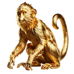 Golden Monkey ,3D rendering illustration, isolated on a transparent background.