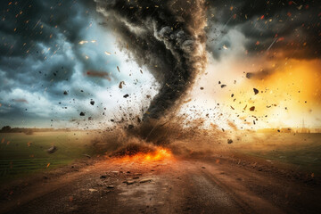 Twisting Terror: Tornado in the Heartland - obrazy, fototapety, plakaty