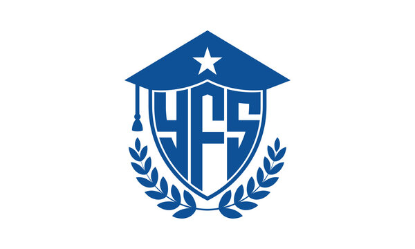 YFS three letter iconic academic logo design vector template. monogram, abstract, school, college, university, graduation cap symbol logo, shield, model, institute, educational, coaching canter, tech