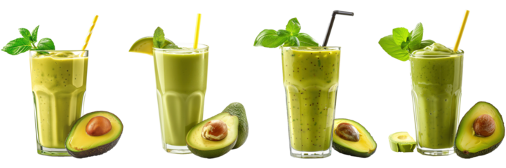 Fresh avocado juice isolated on transparent background