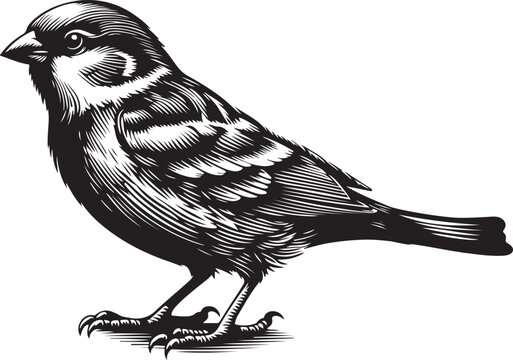 recommend clip art: Sparrow bird silhouette vector art