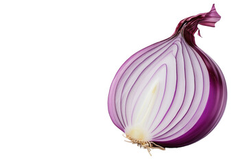 Halved red onion isolated on white