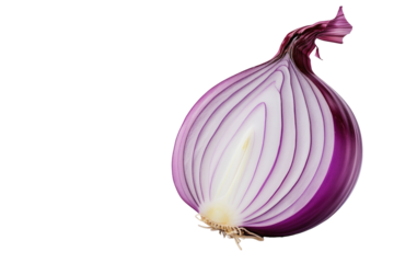 Halved red onion isolated on white