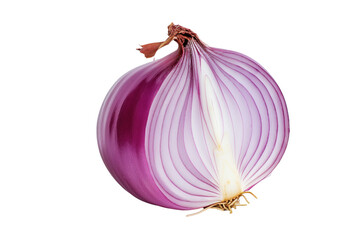 Halved red onion isolated on white