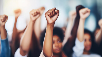 Defiant Uprising: Hands Raised Against Injustice