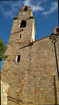  Slow motion, medieval church, in Xodos, Comunidad Valenciana, Spain.