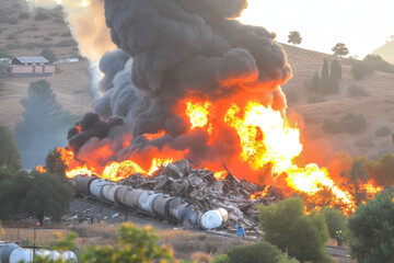 Flames of Disaster: Train Derailment, Chemicals Ignite