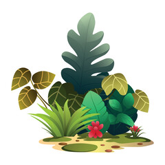 Jungle plant of colorful set. This colorful picture emphasizes the atmosphere of the tropics and rich vegetation. Vector illustration.