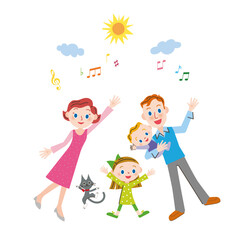 仲良し家族が合唱している様子