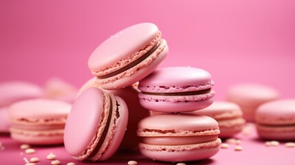 Pink Background with macarons