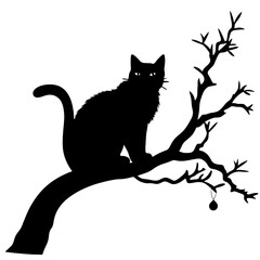 Cat sitting on tree branch