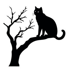 Cat sitting on tree branch