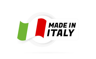 Made in Italy badge design. Label with Italian flag. The mark of the manufacture country. Emblem for product. Vector illustration